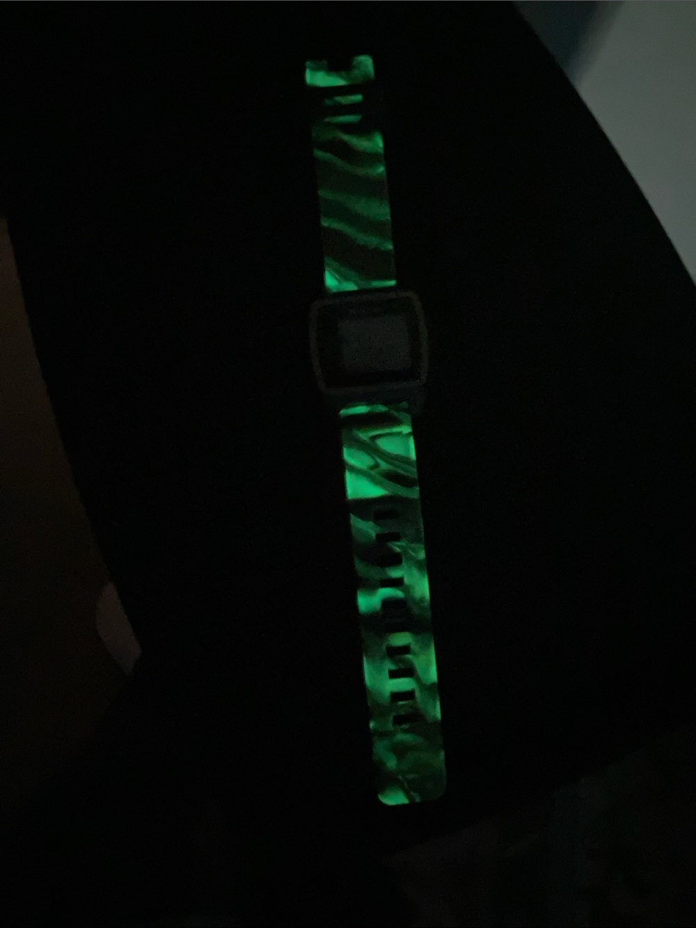 Nixon Base Tide, jellyfish glow in dark strap, translucent case, new battery